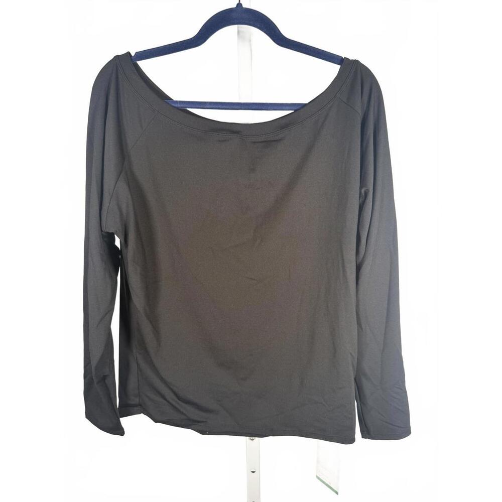 NWT Halara Boat neck long sleeve Tshirt Black L - Picture 2 of 7